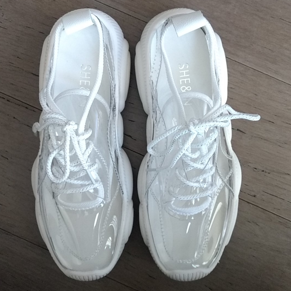 SOLD Transparent Clear Lace-Up Chunky Sneakers - Picture 5 of 7